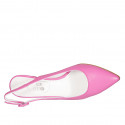 Woman's pointy slingback pump in fuchsia leather heel 6 - Available sizes:  32, 33, 34, 43, 44, 45