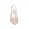 Woman's slingback pump in light rose leather heel 6 - Available sizes:  32, 33, 34, 43, 44, 45