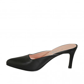 Sabot da donna chiuso in punta in pelle nera tacco 7 - Misure disponibili: 32 2