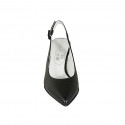 Woman's pointy slingback pump in black leather block heel 6 - Available sizes:  32, 33, 34, 43, 45