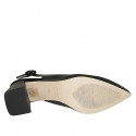 Chaussure ouverte au talon à bout pointu pour femmes en cuir noir talon carré 6 - Pointures disponibles:  32, 45