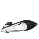 Chaussure ouverte au talon à bout pointu pour femmes en cuir noir talon carré 6 - Pointures disponibles:  32, 45