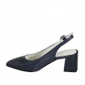 Zapato destalonado a punta para mujer en piel azul tacon 6 - Tallas disponibles:  33, 42, 43, 44, 45