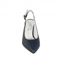 Woman's pointy slingback pump in blue leather heel 6 - Available sizes:  33, 42, 43, 44, 45