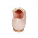 Mocasin con punta cuadrada y accesorio para mujer en piel rosado claro tacon 1 - Tallas disponibles:  32, 33, 34, 42, 43, 44, 45