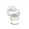 Sandale pour femmes en cuir blanc avec fermetures velcro et perles avec talon 4 - Pointures disponibles:  32, 33, 34, 43, 44, 45
