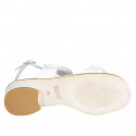 Woman's sandal in white leather with velcro straps and beads heel 4 - Available sizes:  32, 33, 34, 43, 44, 45