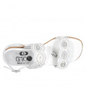 Sandale pour femmes en cuir blanc avec fermetures velcro et perles avec talon 4 - Pointures disponibles:  32, 33, 34, 43, 44, 45