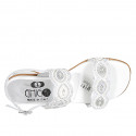 Sandale pour femmes en cuir blanc avec fermetures velcro et perles avec talon 4 - Pointures disponibles:  32