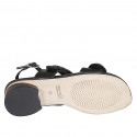 Sandale pour femmes en cuir noir avec fermetures velcro et perles avec talon 4 - Pointures disponibles:  42