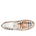 Mocassino da donna in pelle intrecciata rosa, nera e arancione con nappine tacco 3 - Misure disponibili: 42, 43, 44, 45