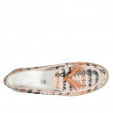 Woman's loafer in light pink, black and orange braided leather with tassels heel 3 - Available sizes:  32, 33, 34, 42, 43, 44, 45