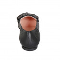 Mocasin con punta cuadrada y accesorio para mujer en piel negra tacon 1 - Tallas disponibles:  32, 33, 34, 42, 43, 44, 45