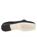 Woman's loafer with squared tip and accessory in black leather heel 1 - Available sizes:  32, 33