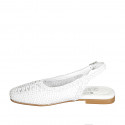 Zapato destalonado para mujer en piel trensada blanca tacon 1 - Tallas disponibles:  32, 33, 42, 43, 44, 45