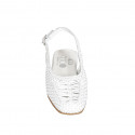 Zapato destalonado para mujer en piel trensada blanca tacon 1 - Tallas disponibles:  32, 33, 42, 43, 44, 45