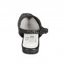 Zapato destalonado para mujer en piel trensada negra tacon 1 - Tallas disponibles:  32, 33, 34, 42, 43, 44