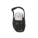 Chaussure ouverte au talon pour femmes en cuir tressé noir talon 1 - Pointures disponibles:  32, 33, 34, 42, 43, 44