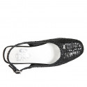 Zapato destalonado para mujer en piel trensada negra tacon 1 - Tallas disponibles:  32, 33, 34, 42, 43, 44