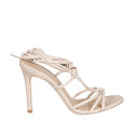 Woman's laced gladiator sandal in light pink leather heel 10 - Available sizes:  32, 33, 34, 42, 43, 44, 45, 46