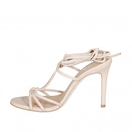 Woman's laced gladiator sandal in light pink leather heel 10 - Available sizes:  42 2