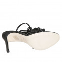 Sandale spartiates à lacets pour femmes en cuir noir talon 10 - Pointures disponibles:  32, 33, 34, 42, 43, 44, 45, 46