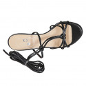 Sandale spartiates à lacets pour femmes en cuir noir talon 10 - Pointures disponibles:  32, 33, 34, 42, 43, 44, 45, 46
