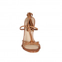 Sandale spartiates à lacets pour femmes en cuir cognac talon 10 - Pointures disponibles:  32, 33, 34, 42, 43, 44, 45
