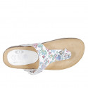 Woman's thong mules in white multicolored printed leather with buckle wedge heel 2 - Available sizes:  32, 33, 34, 42, 43, 44, 45