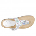 Woman's thong mules in white multicolored printed leather with buckle wedge heel 2 - Available sizes:  32, 33, 34, 42, 43