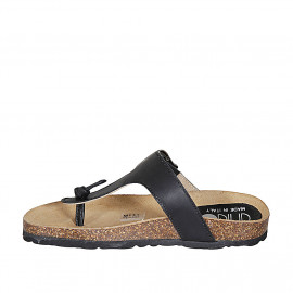 Chanclas de dedo para mujer en piel negra con hebilla cuña 2 - Tallas disponibles:  42, 43 2