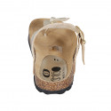 Chanclas de dedo para mujer en piel laminada platino con hebilla cuña 2 - Tallas disponibles:  32, 33, 34, 42, 43, 44, 45