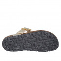Chanclas de dedo para mujer en piel laminada platino con hebilla cuña 2 - Tallas disponibles:  33, 42
