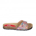 Woman's mules in red and multicolored printed leather with buckle wedge heel 2 - Available sizes:  32, 33, 34, 42, 43, 44, 45