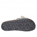 Mule pour femmes en cuir argent imprimé multicouleur avec boucle talon compensé 2 - Pointures disponibles:  42, 44