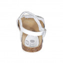 Sandalo da donna in pelle bianca con velcro, perline e strass zeppa 2 - Misure disponibili: 32, 33, 34, 42, 43, 44, 45