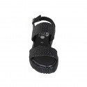 Sandalo da donna in pelle intrecciata nera con plateau zeppa 5 - Misure disponibili: 32, 33, 34, 42, 43, 44, 45