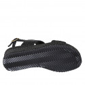 Woman's platform sandal in black braided leather wedge heel 5 - Available sizes:  32, 33, 34, 42, 43, 44, 45