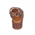 Woman's platform sandal in brown braided leather wedge heel 5 - Available sizes:  32, 33, 43, 44, 45