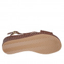 Woman's platform sandal in brown braided leather wedge heel 5 - Available sizes:  32, 33, 43, 44, 45