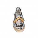 Woman's loafer in light pink, black, light blue and cognac brown braided leather with tassels heel 3 - Available sizes:  32, 33, 34, 42, 43, 44, 45