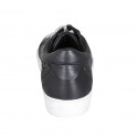Chaussure à lacets pour femmes avec semelle amovible en cuir et cuir tressé noir talon compensé 3 - Pointures disponibles:  32, 33, 34, 42, 43, 44, 45