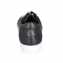 Chaussure à lacets pour femmes avec semelle amovible en cuir et cuir tressé noir talon compensé 3 - Pointures disponibles:  32