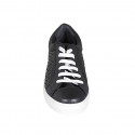 Chaussure à lacets pour femmes avec semelle amovible en cuir et cuir tressé noir talon compensé 3 - Pointures disponibles:  32