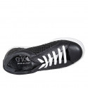 Chaussure à lacets pour femmes avec semelle amovible en cuir et cuir tressé noir talon compensé 3 - Pointures disponibles:  32
