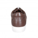Woman's laced shoe with removable insole in brown leather and braided leather wedge heel 3 - Available sizes:  43, 44