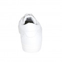 Zapato para mujer con cordones y plantilla extraible en piel y piel trensada blanca cuña 3 - Tallas disponibles:  34, 43, 44