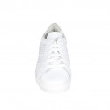 Woman's laced shoe with removable insole in white leather and braided leather wedge heel 3 - Available sizes:  34, 43, 44