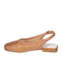 Woman's slingback in cognac brown braided leather heel 1 - Available sizes:  33, 34, 43, 44