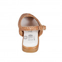 Woman's slingback in cognac brown braided leather heel 1 - Available sizes:  33, 34, 43, 44